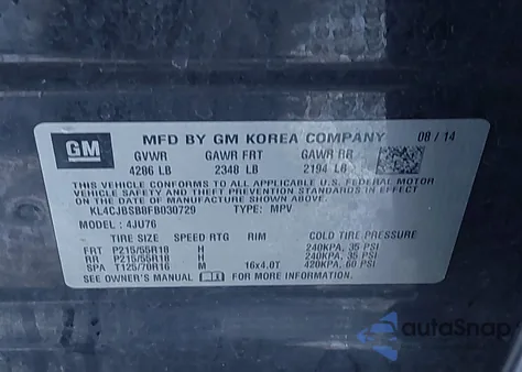 2015 Buick Encore Convenience z USA, uszkodzony, nr VIN KL4CJBSB8FB030729